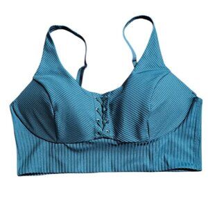 Victoria's Secret On Point Allegro Sports Bra, Green, Wireless, Lace Up Size 38C